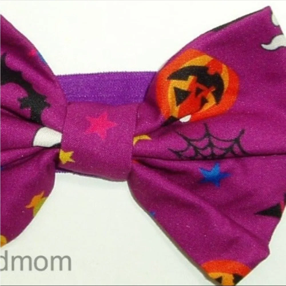 Purple Pumpkin Halloween Bow Headband Baby Girls Hair Accessories Headwrap